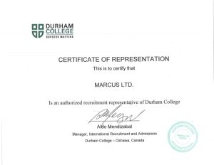 DURHAM College Certificate